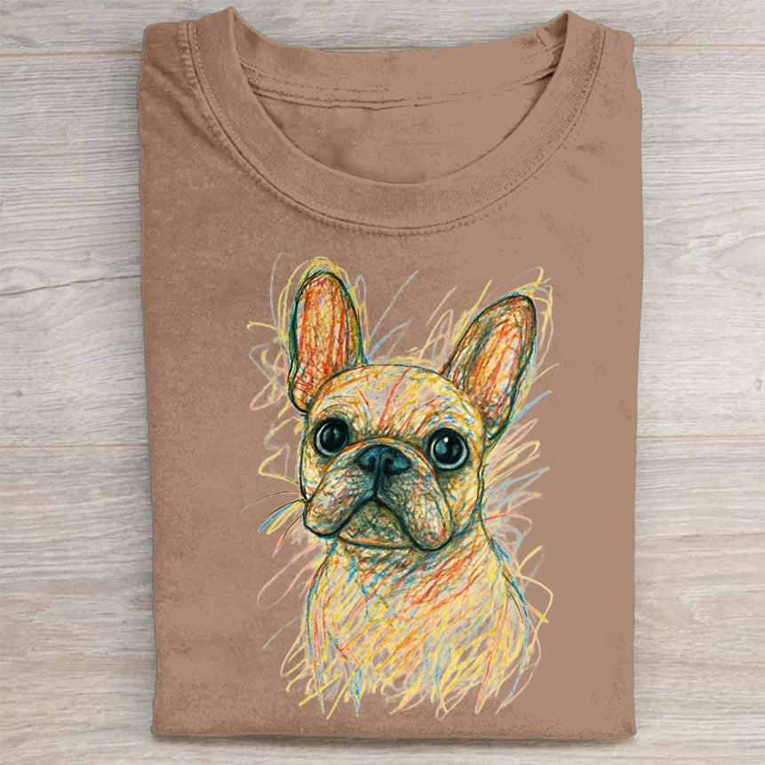 Funny Cute Dog Art Print Casual Short Sleeve T-Shirt