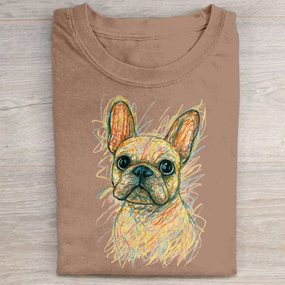 Funny Cute Dog Art Print Casual Short Sleeve T-Shirt