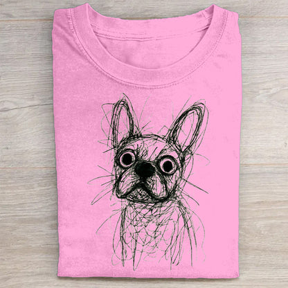 Funny Cute Dog Art Print Casual Short Sleeve T-Shirt