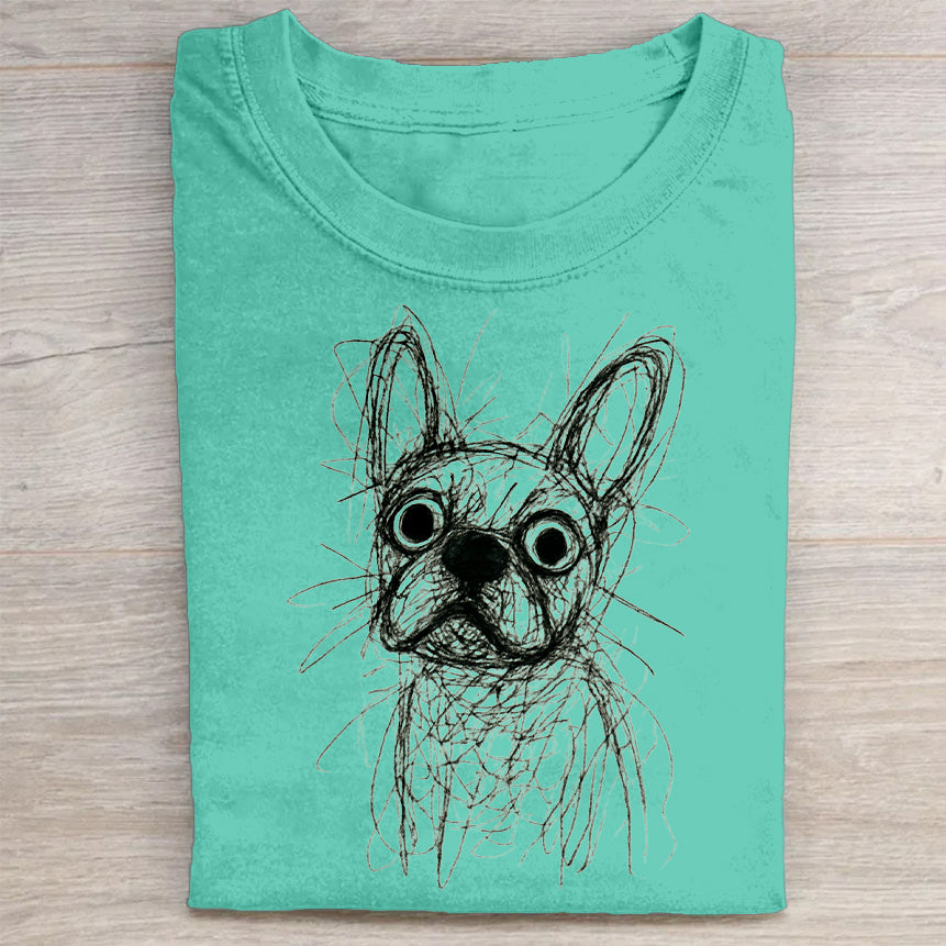 Funny Cute Dog Art Print Casual Short Sleeve T-Shirt