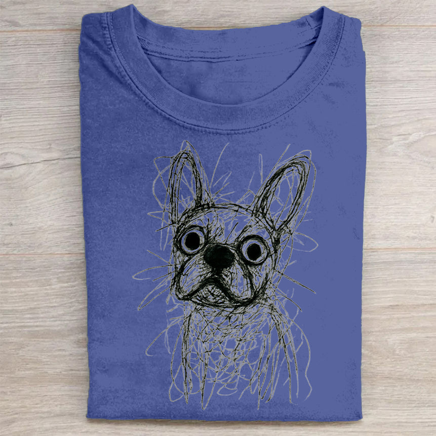 Funny Cute Dog Art Print Casual Short Sleeve T-Shirt