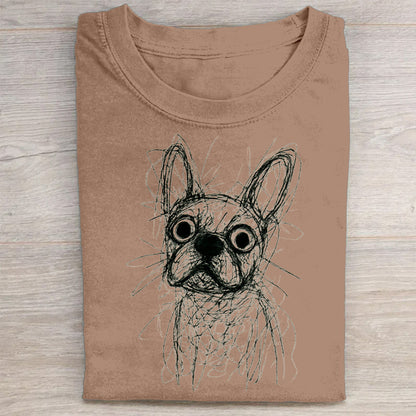 Funny Cute Dog Art Print Casual Short Sleeve T-Shirt