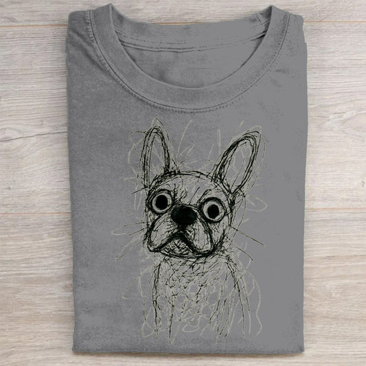 Funny Cute Dog Art Print Casual Short Sleeve T-Shirt