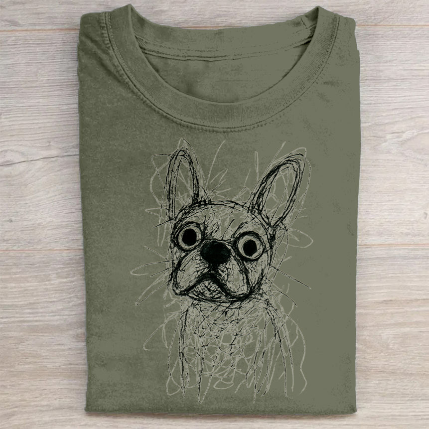 Funny Cute Dog Art Print Casual Short Sleeve T-Shirt