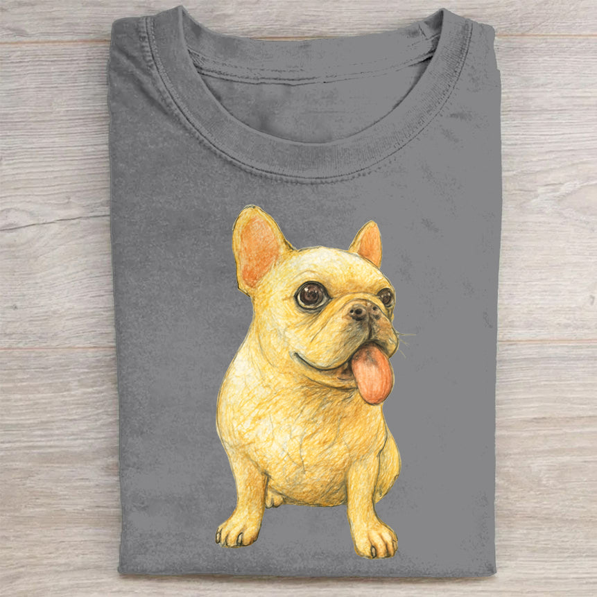 Funny Cute Dog Art Print Casual Short Sleeve T-Shirt