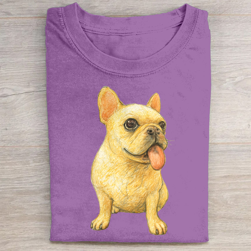 Funny Cute Dog Art Print Casual Short Sleeve T-Shirt