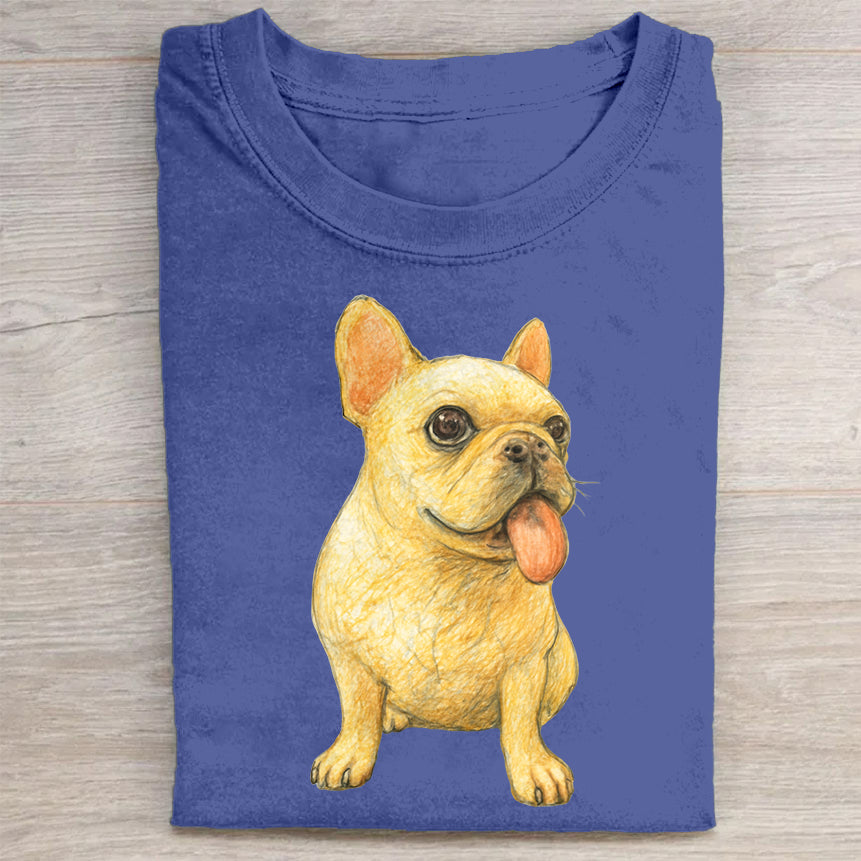 Funny Cute Dog Art Print Casual Short Sleeve T-Shirt