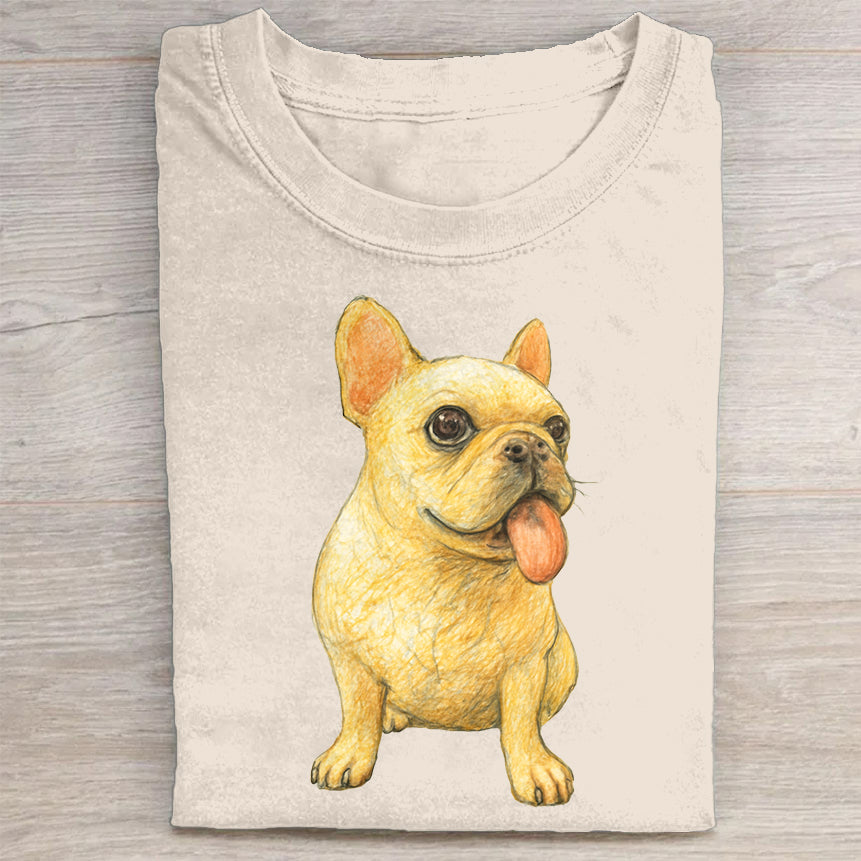 Funny Cute Dog Art Print Casual Short Sleeve T-Shirt