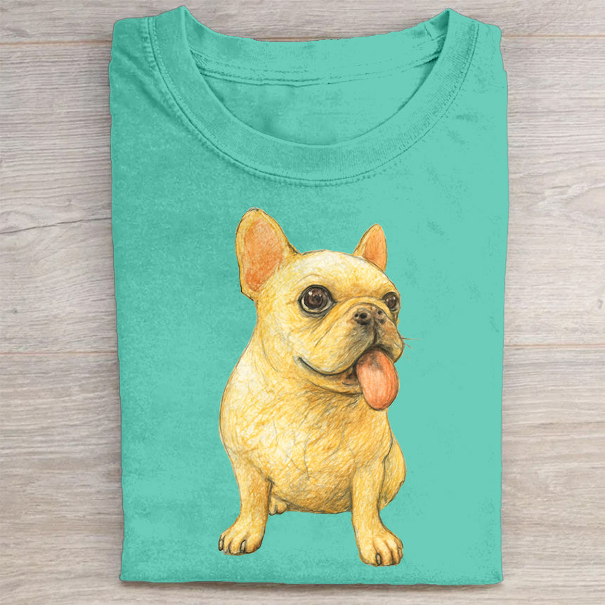 Funny Cute Dog Art Print Casual Short Sleeve T-Shirt