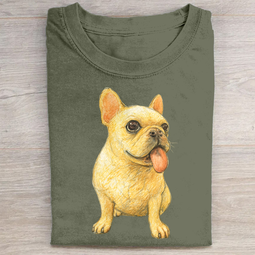 Funny Cute Dog Art Print Casual Short Sleeve T-Shirt