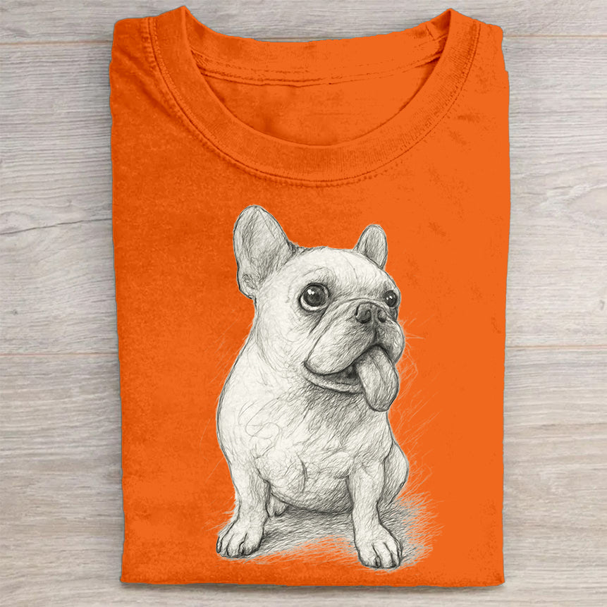 Funny Cute Dog Art Print Casual Short Sleeve T-Shirt
