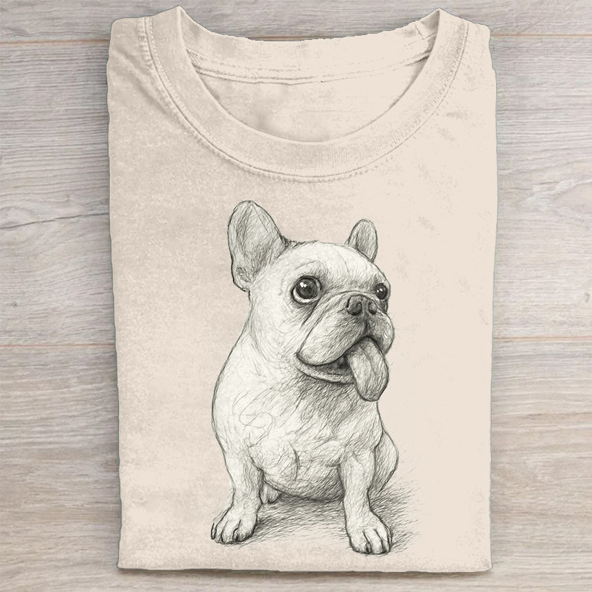 Funny Cute Dog Art Print Casual Short Sleeve T-Shirt