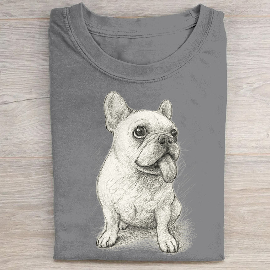 Funny Cute Dog Art Print Casual Short Sleeve T-Shirt