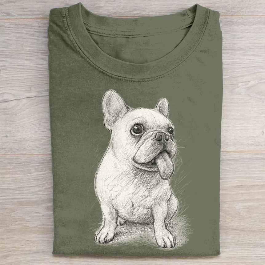 Funny Cute Dog Art Print Casual Short Sleeve T-Shirt