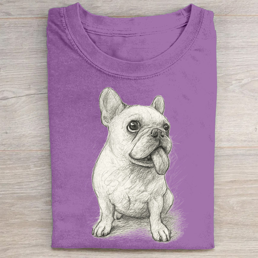 Funny Cute Dog Art Print Casual Short Sleeve T-Shirt