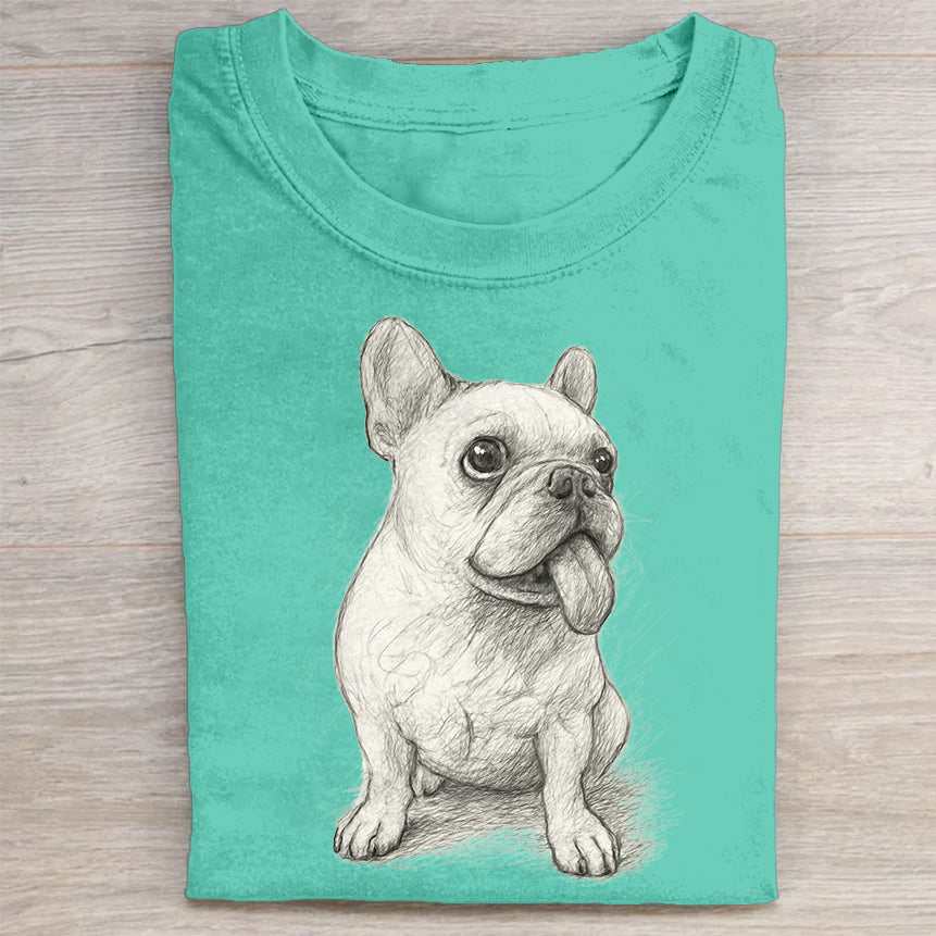Funny Cute Dog Art Print Casual Short Sleeve T-Shirt