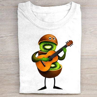Cute Avocado Playing Guitar Graphic T-Shirt