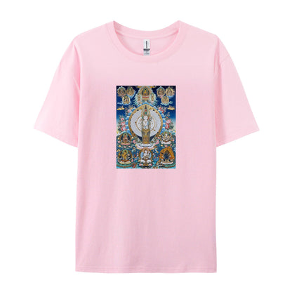 Buddhist Thangka Art T-Shirt for Men Women - Tibetan Mandala Design - Spiritual Meditation Clothing - Comfortable Casual Tee - Unique Gift Idea
