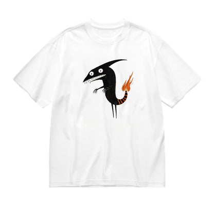 Black Dragon with Flame Design Graphic T-Shirt