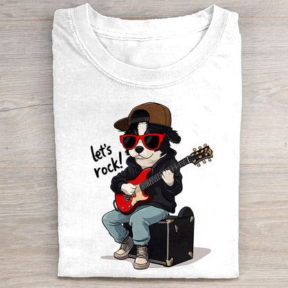 Cool Cat Playing Guitar Graphic T-Shirt