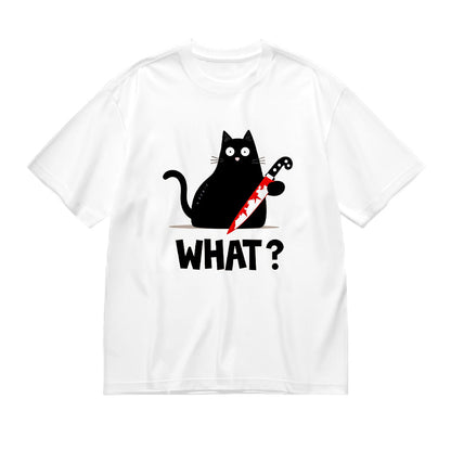 Black Cat with Knife Graphic T-Shirt