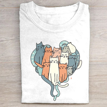 Cute Cats Graphic Print Women's Casual T-Shirt
