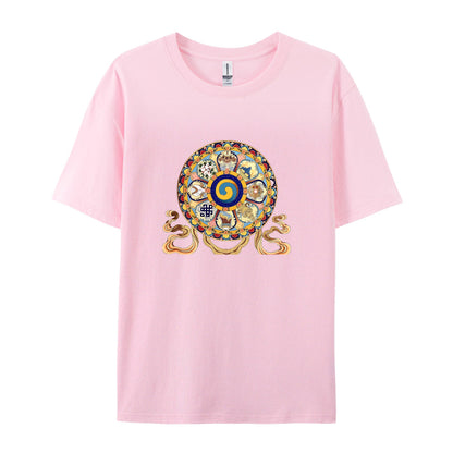 Mandala Design T-Shirt for Men Women - Colorful Buddhist Art Graphic Tee - Spiritual Yoga Meditation Clothing - Unique Cultural Symbol Print Top - Comfortable Casual Daily Wear Shirt
