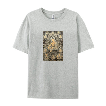 Buddhist Art T-Shirt  Golden Buddha Design  Spiritual Meditation Clothing  Unique Religious Graphic Tee  Men Women Unisex Fit  Comfortable Casual Wear  Traditional Zen Buddhism Apparel