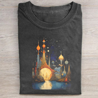 Mystical Night Castle Graphic T-Shirt