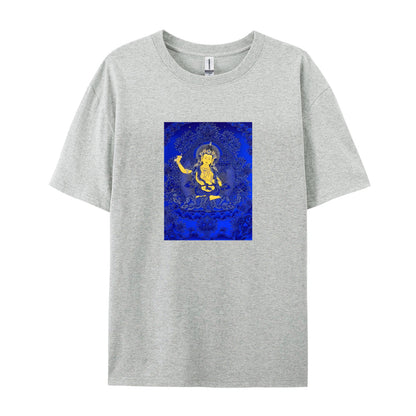 Buddhist Deity Art Print White T-Shirt for Men Women Casual Wear Spiritual Clothing Meditation Apparel Unique Design Graphic Tee