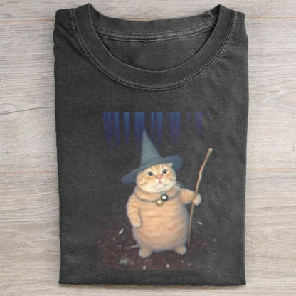 Cute Cat Wizard Graphic T-Shirt