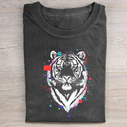 Tiger Graphic Print Men's Fashion Casual Short Sleeve T-Shirt