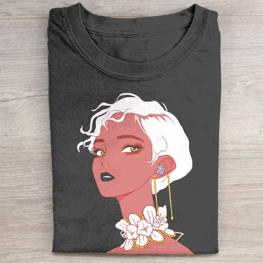 Stylish Graphic T-Shirt with Floral Earring Design - Unisex T-Shirt
