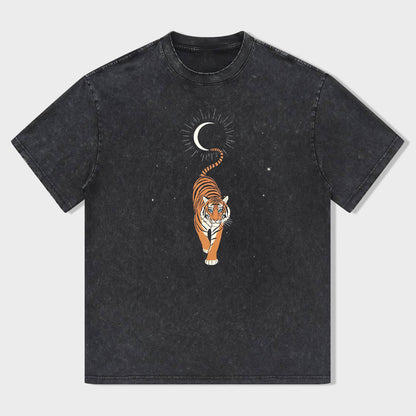 Tiger Moon Graphic Print Men's Casual Short Sleeve T-Shirt
