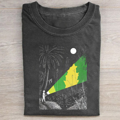 Men's Graphic T-Shirt with Palm Tree and Light Beam Design T-Shirt