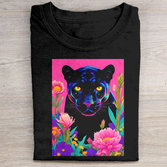 Colorful Panther Graphic T-Shirt