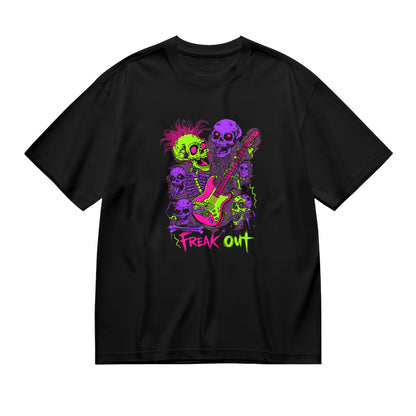 Freak Out Neon Skull Graphic T-Shirt