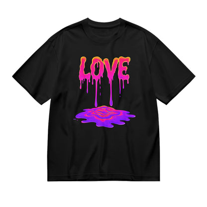 Love Drip Graphic Design Black T-Shirt