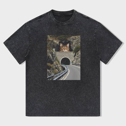 Cat in Tunnel Graphic T-Shirt