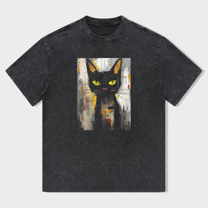 Black Cat Art Print Men's Fashion Graphic T-Shirt