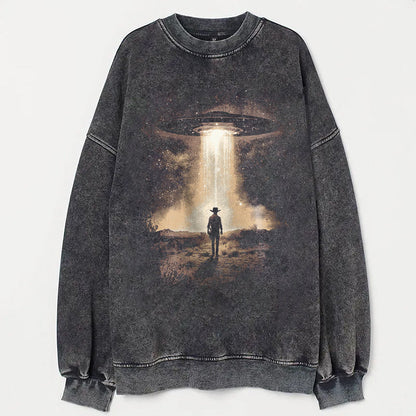 Cowboy with UFOs Funny Unisex T-Shirt