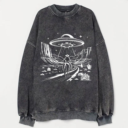 Western Cowboy with UFOs Funny Unisex T-Shirt