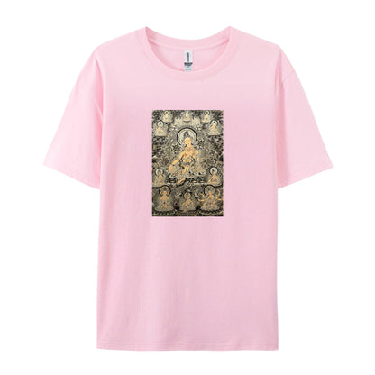 Buddhist Art T-Shirt  Golden Buddha Design  Spiritual Meditation Clothing  Unique Religious Graphic Tee  Men Women Unisex Fit  Comfortable Casual Wear  Traditional Zen Buddhism Apparel