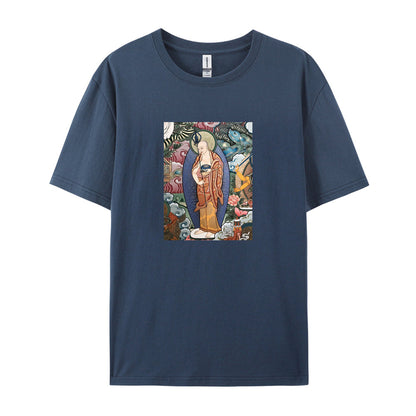 Buddhist Art T-Shirt for Men Women - Traditional Asian Buddha Painting Graphic Tee - Comfortable Casual Short Sleeve Top - Unique Spiritual Design Clothing