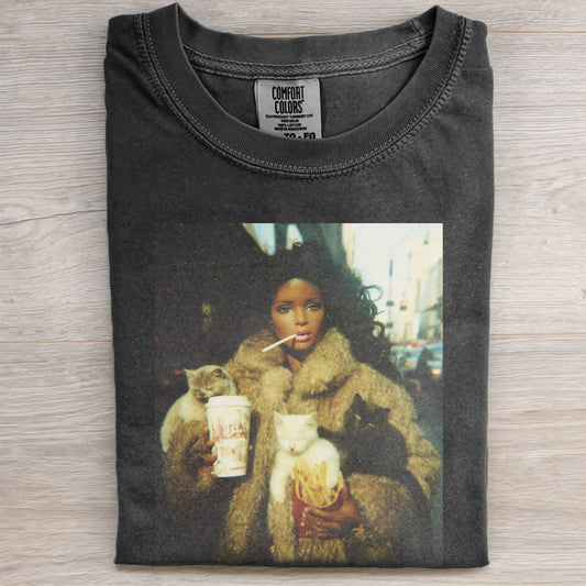 GORGEOUS COAT MCDONALD'S BLACK BARBIECORE TEE