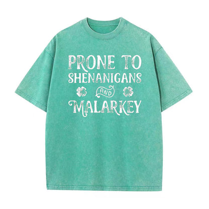Retro St. Patrick's Day Prone to Shenanigans and Malarkey Unisex T-Shirt - heygraff