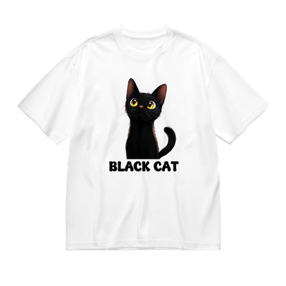 Black Cat Graphic Print T-Shirt