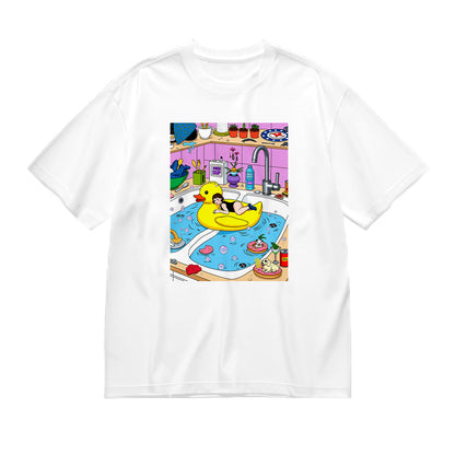 Cute Duck in Kitchen Sink Graphic T-Shirt