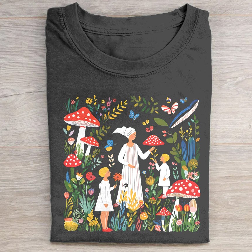 Colorful Mushroom Forest Adventure Graphic T-Shirt