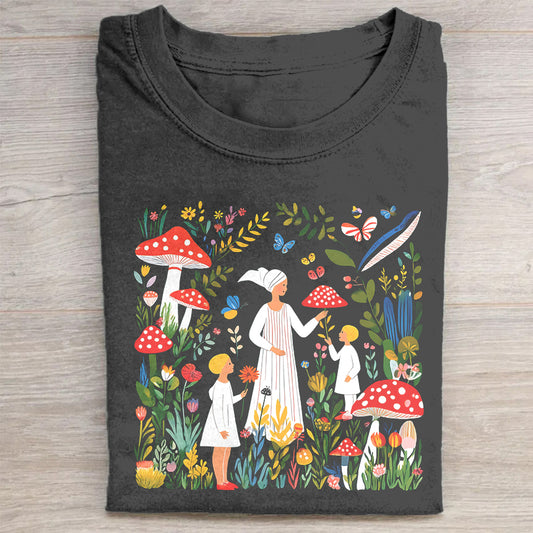 Colorful Mushroom Forest Adventure Graphic T-Shirt